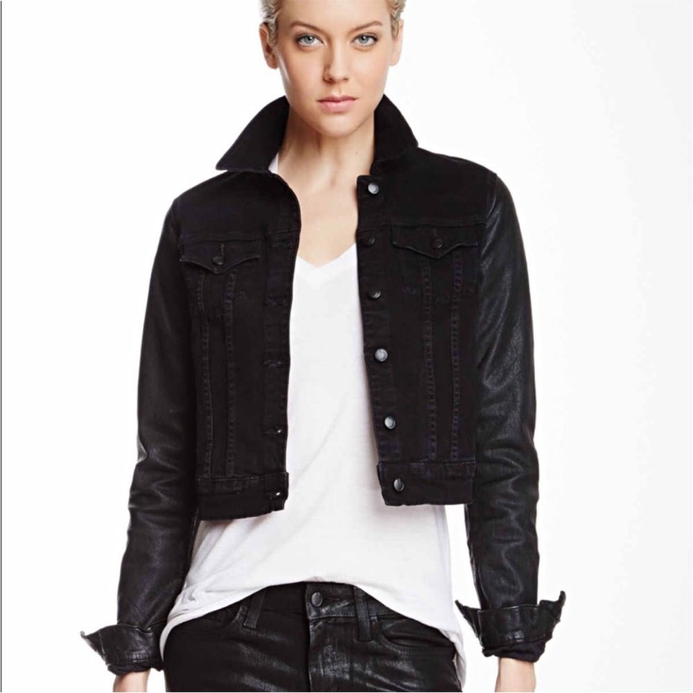 Joe’s Jeans Cropped Leather Denim Jacket Size XS